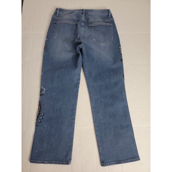 Driftwood Jeans Womens 29 x 27 Blue Floral Embroidered Stella Straight Stretch - Picture 9 of 10